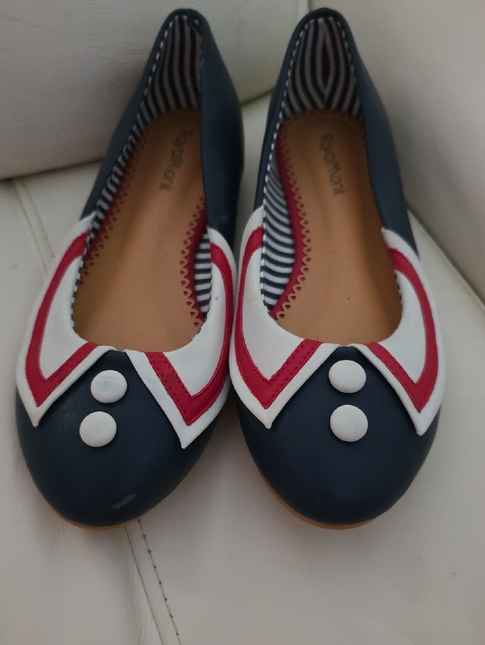 Royal Monk Flats, Navy, White & Red Accent. NWOB.  Size 8 So Cute!